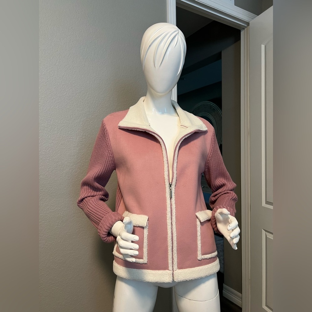 PBJ Sport Pink Cowl Neck Sweater with Ribbed Knit Texture
